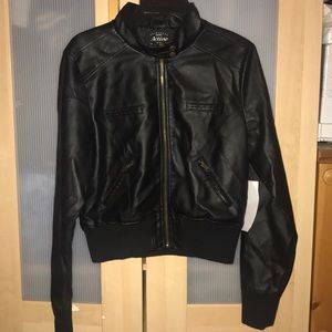 Brand New - black faux leather jacket size L